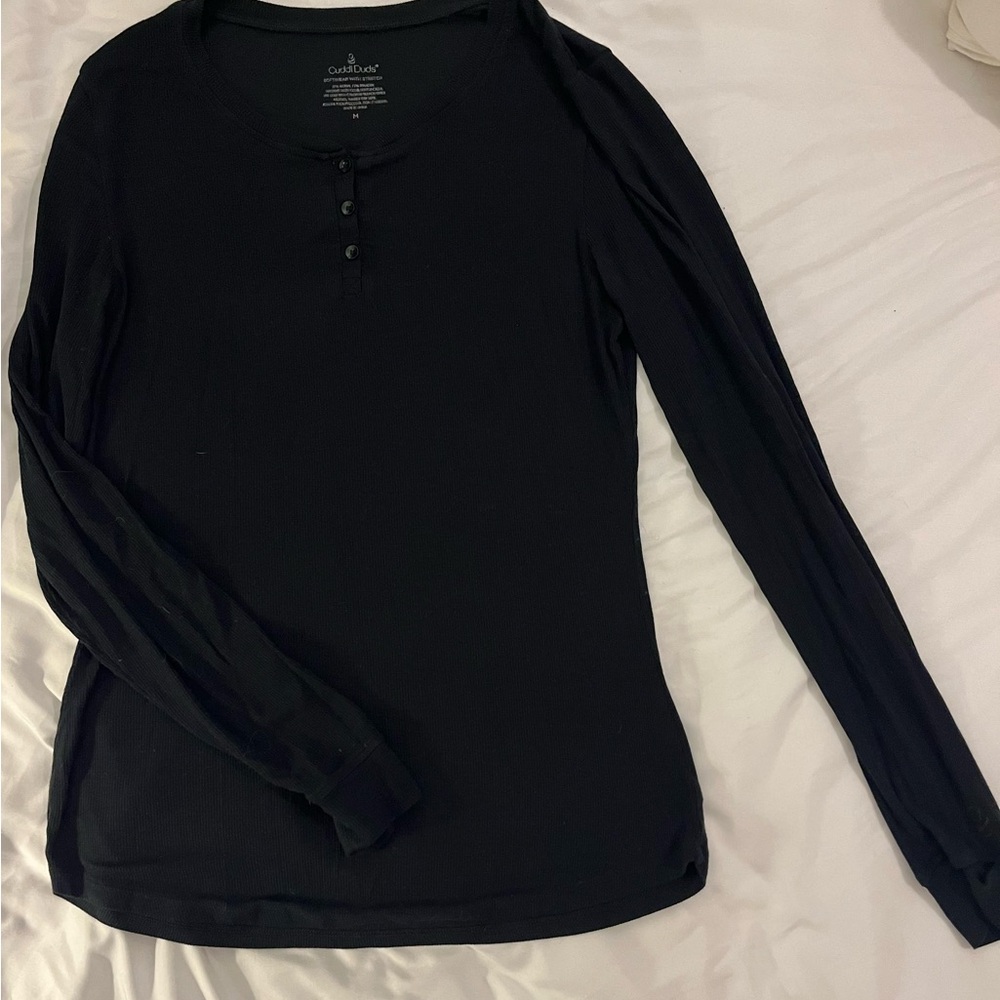 Cuddl Duds Softwear With Stretch-Ribbed Long Sleeve Henley